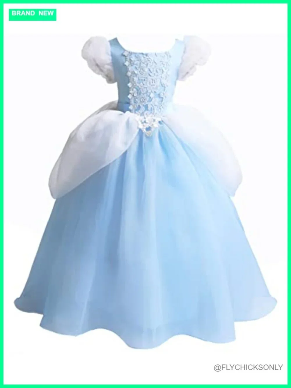 Girls Cinderella Costume Halloween Princess Dress Party Ball Gown Satin Tulle